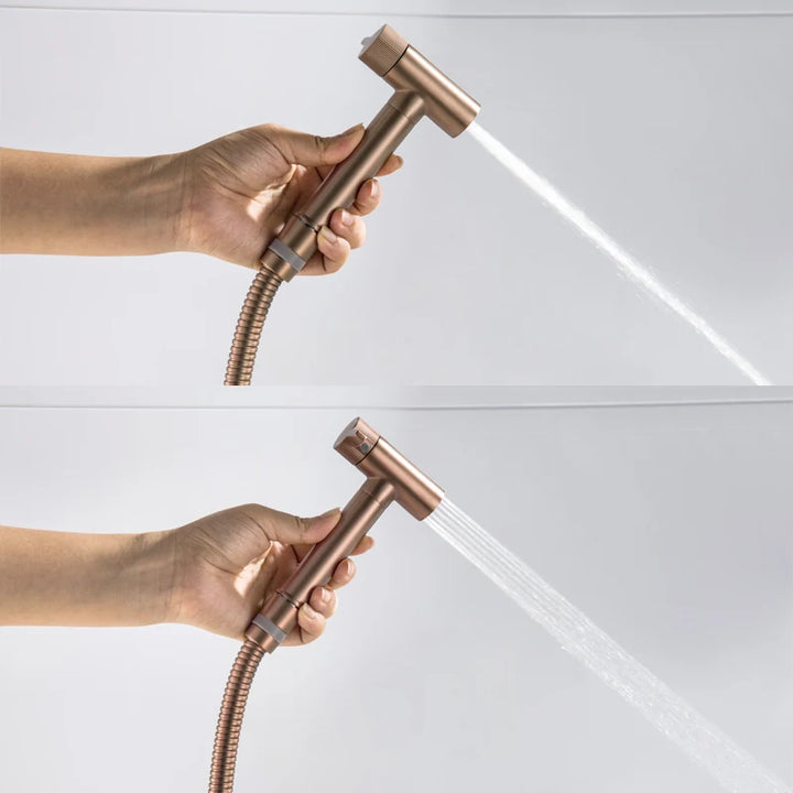 Brushed Rose Rose Gold Bidet Faucet Handheld Bidet Toilet Sprayer Set Hot and cold water Tap Brass Toilet Faucet Shower Head