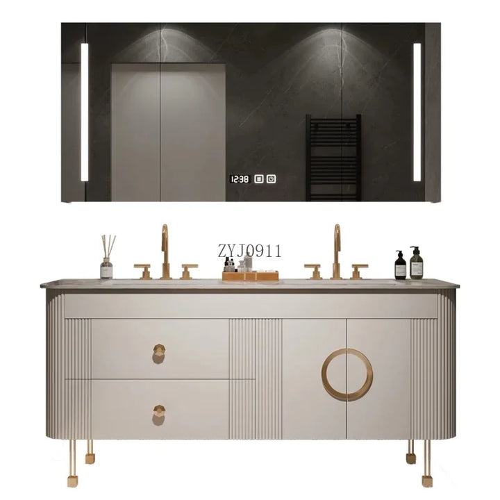 Gaudi- Art Deco Luxury bathroom furniture Wooden double sink Floating bathroom vanity