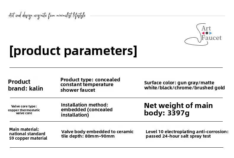 Aston-Camera Wall Mounted Thermostatic Shower Set Gunmetal Grey All Copper Concealed Rain Shower Head