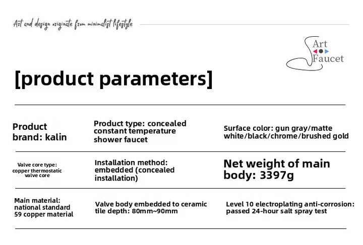 Aston-Camera Wall Mounted Thermostatic Shower Set Gunmetal Grey All Copper Concealed Rain Shower Head