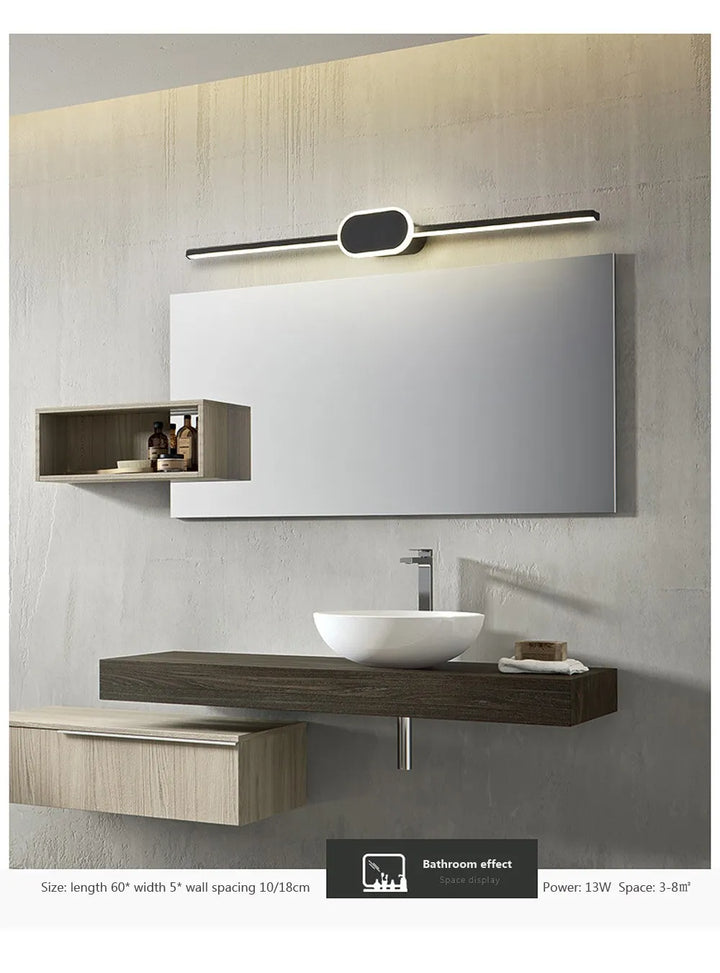 40/60/80CM Mirror Front Lamp  Bathroom Decorative Lights Mirror 40/60/80cm Long Strip Wall Sconces Living Room Indoor Fixture
