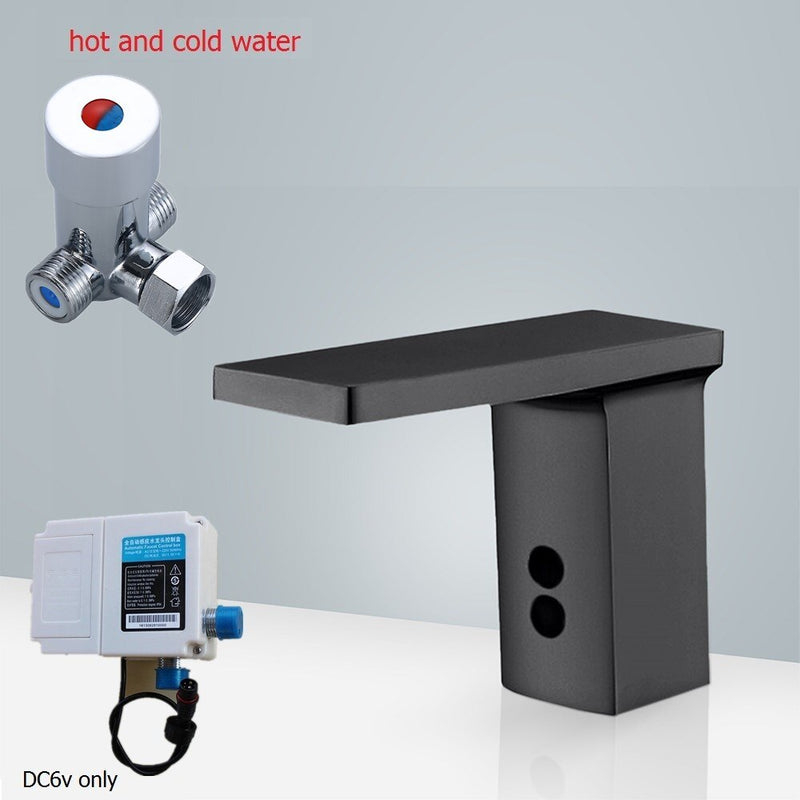 Black Square Commercial Single Hole Sensor Faucet