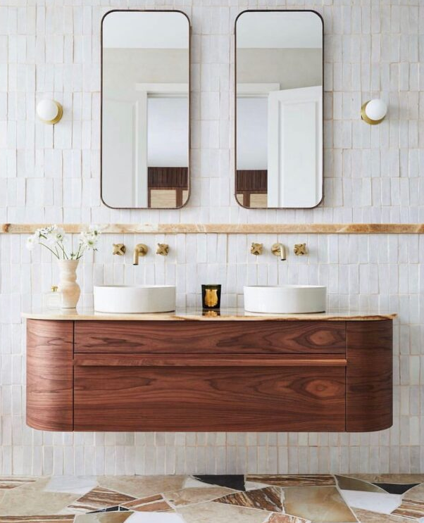 Sidney - Red oak venner wood wall hung bathroom vanity 36"