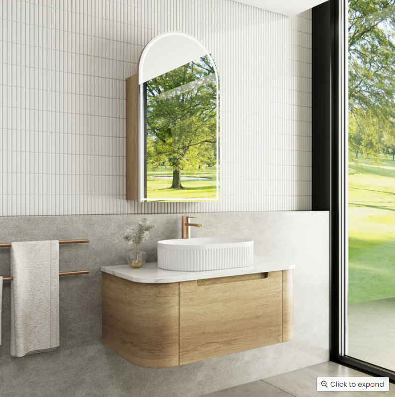 Sidney - Red oak venner wood wall hung bathroom vanity 36"