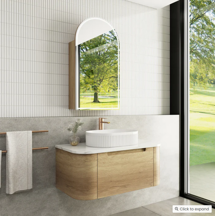 Sidney - Red oak venner wood wall hung bathroom vanity 36"
