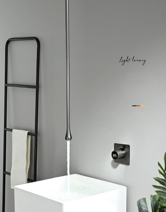Tear drop digital dial ceiling mounted faucet