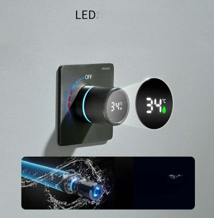 Tear drop digital dial ceiling mounted faucet