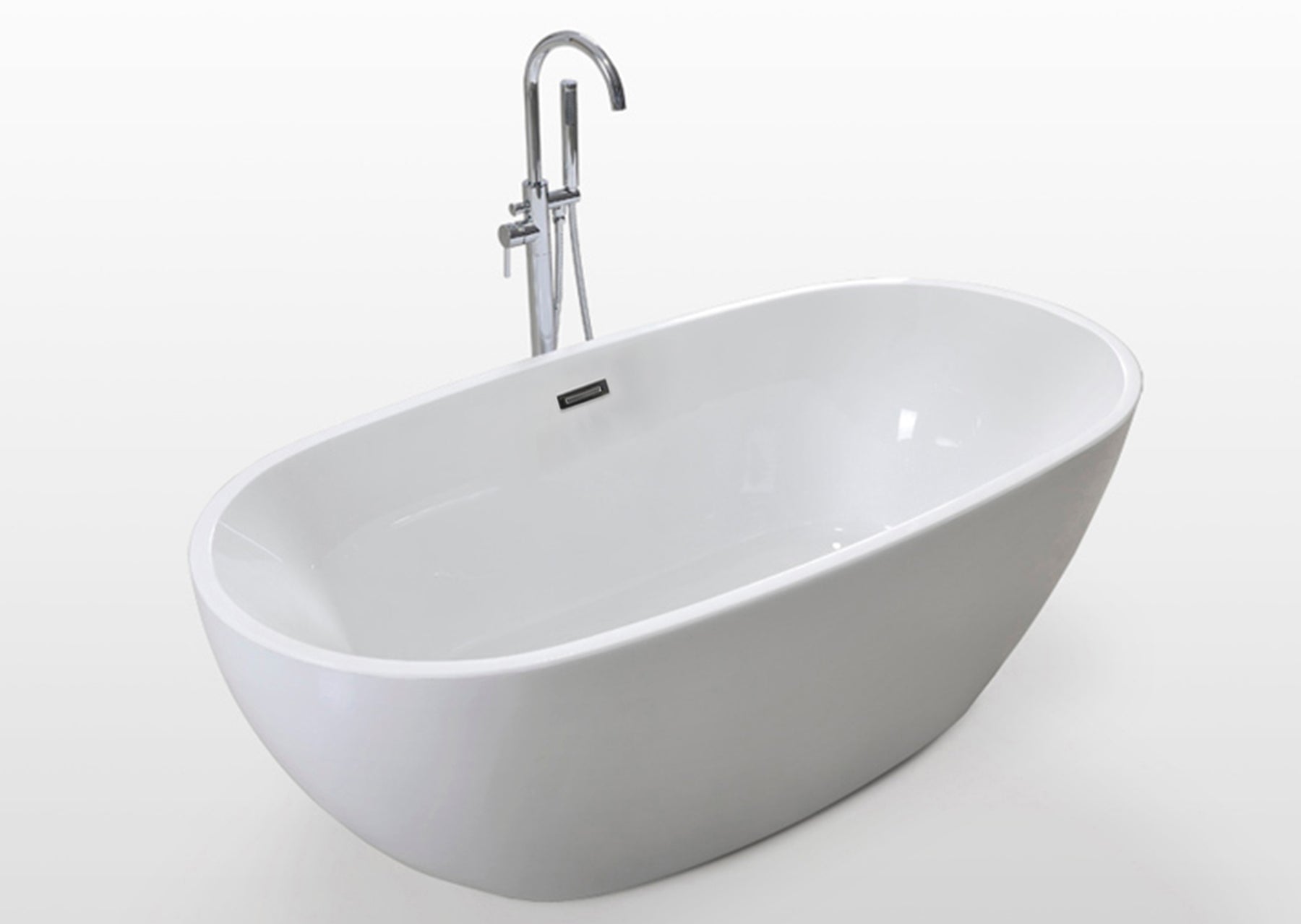 WHITE ACRYLIC FREESTANDING BATHTUB OVAL SHAPE 59" sanicanada