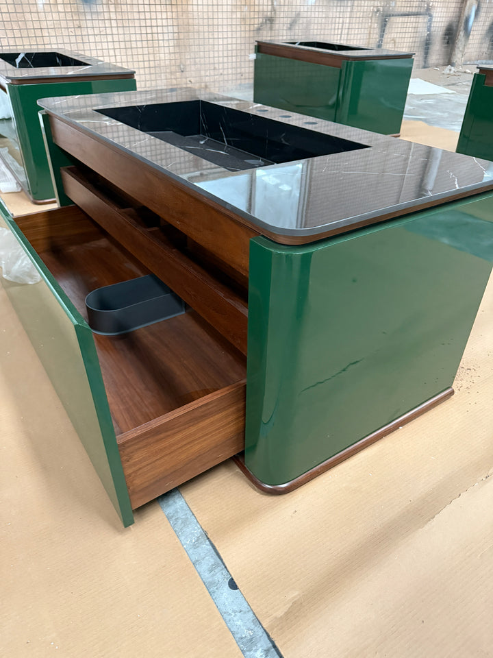 Turin-Green  single bowl 2 Front Legs Solid Walnut Wood Bathroom Vanity Set 48"