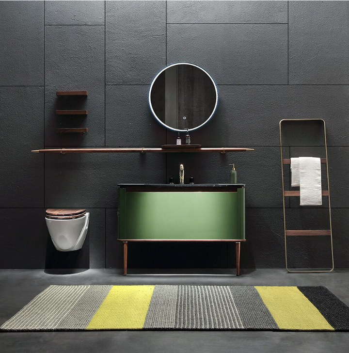 TURIN-28" Green Army Gloss with Solid Walnut body completed bathroom vanity set