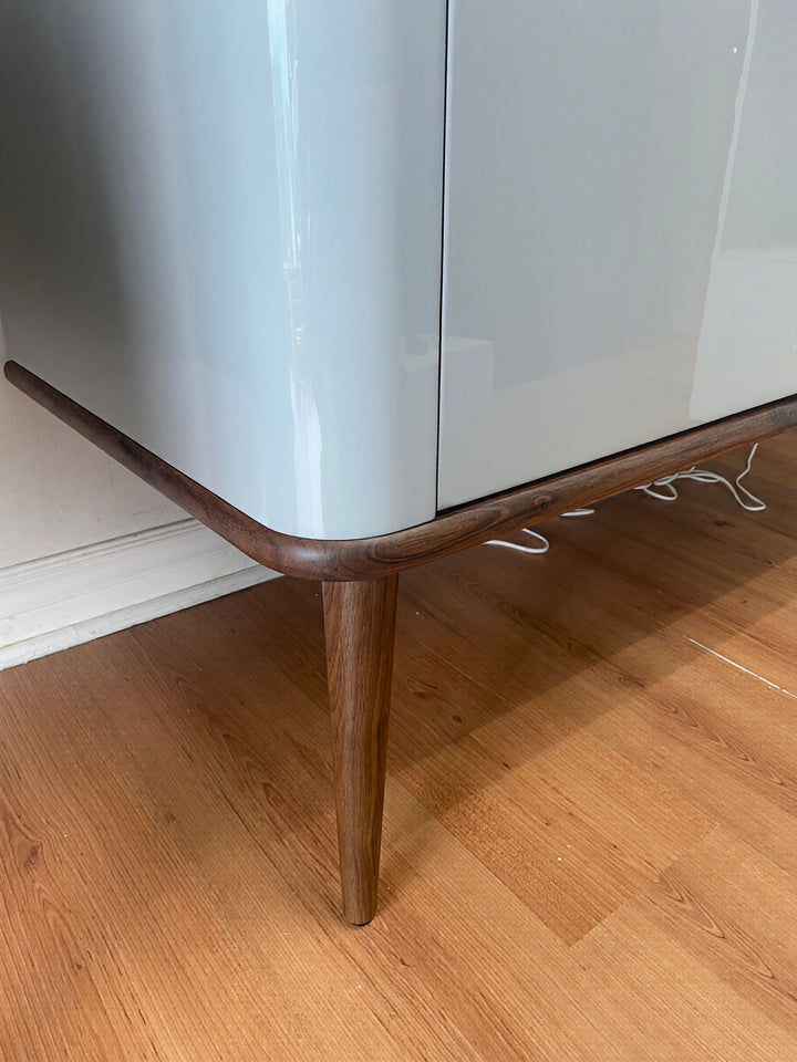 Turin- Grey-Gloss single bowl 2 Front Legs Walnut Wood Bathroom Vanity Set 48"