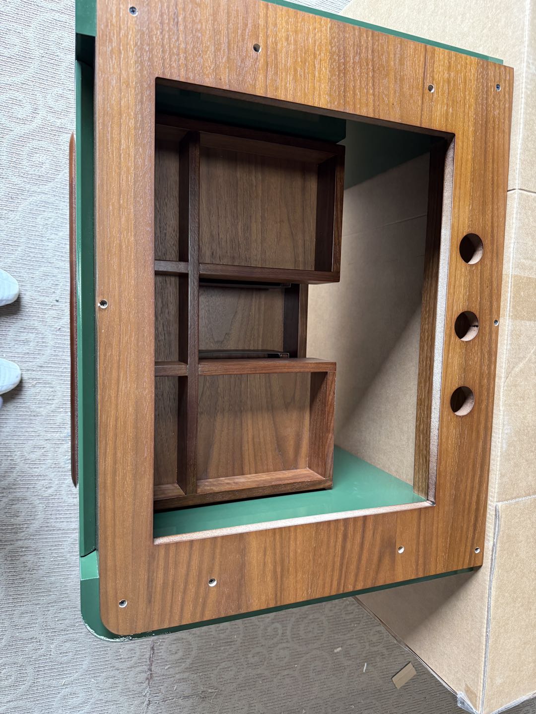 TURIN-28" Green Army Gloss with Solid Walnut wood body completed bathroom vanity set
