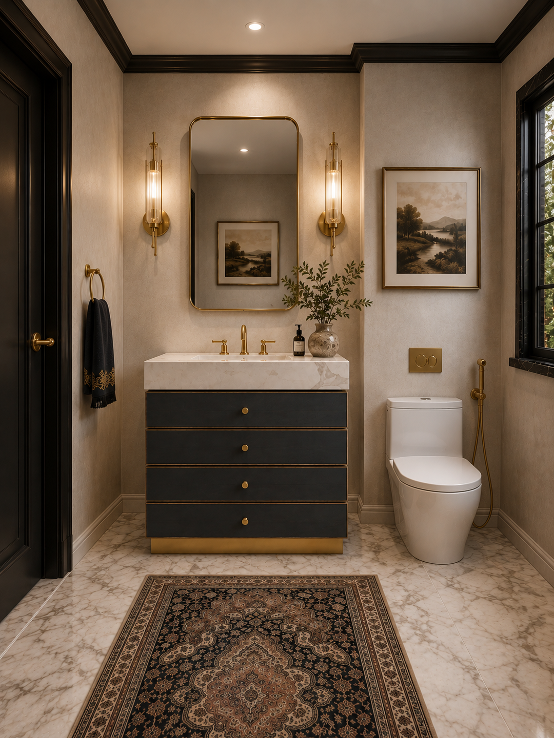 Modern vanity-Tuscan-Grey leather with brushed gold trim solid oak wood modern bathroom vanity 24"-36"