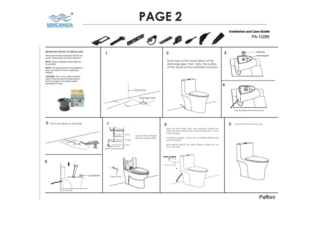 Sani Canada Toilet installation kit