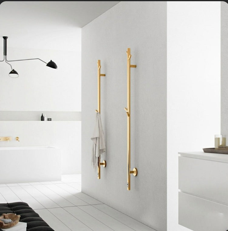 Gold polished brass tree design brass wall mounted electric towel warmer