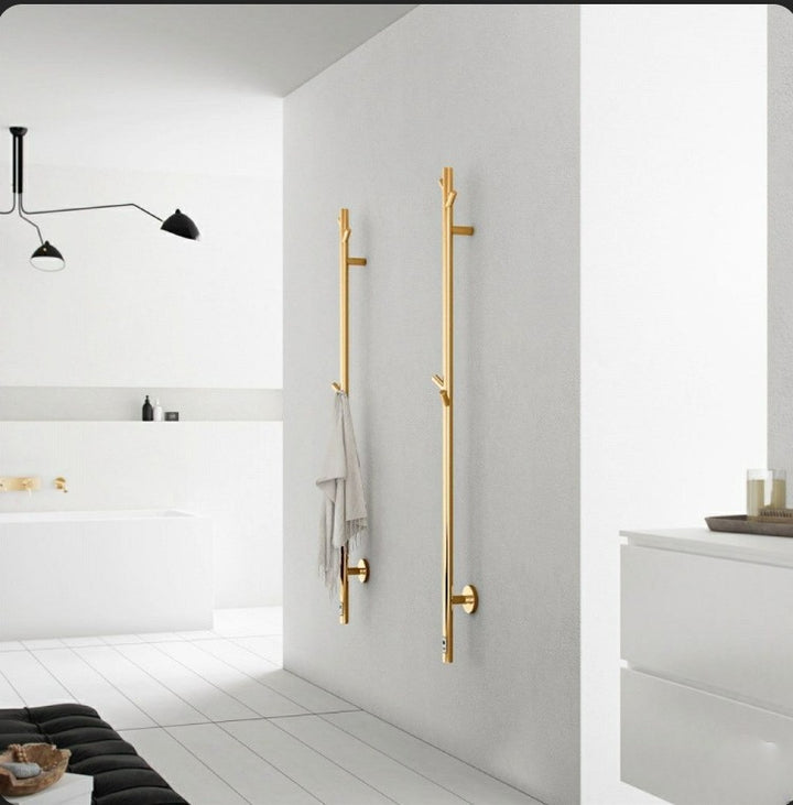 Gold polished brass tree design brass wall mounted electric towel warmer