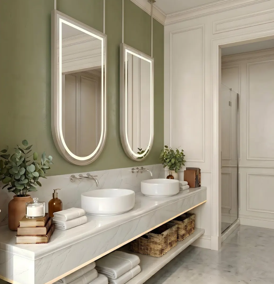 CUSTOM  - U SHAPE -Suspended celing mounted led mirror