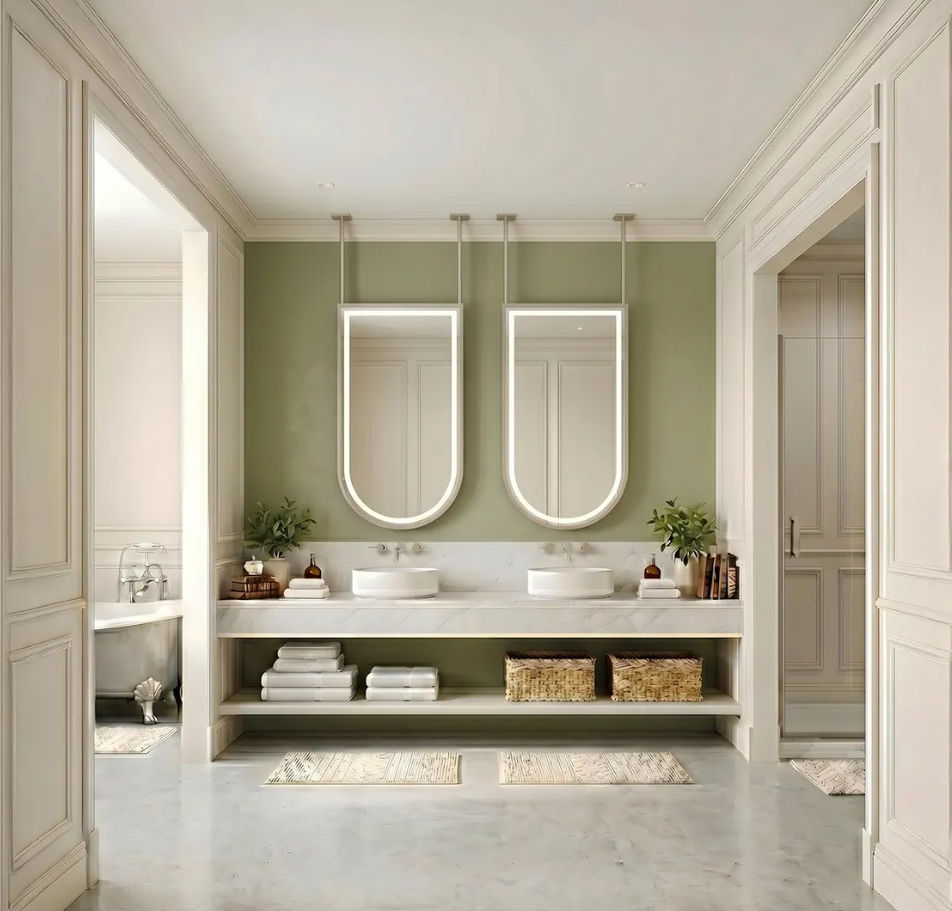 CUSTOM  - U SHAPE -Suspended celing mounted led mirror