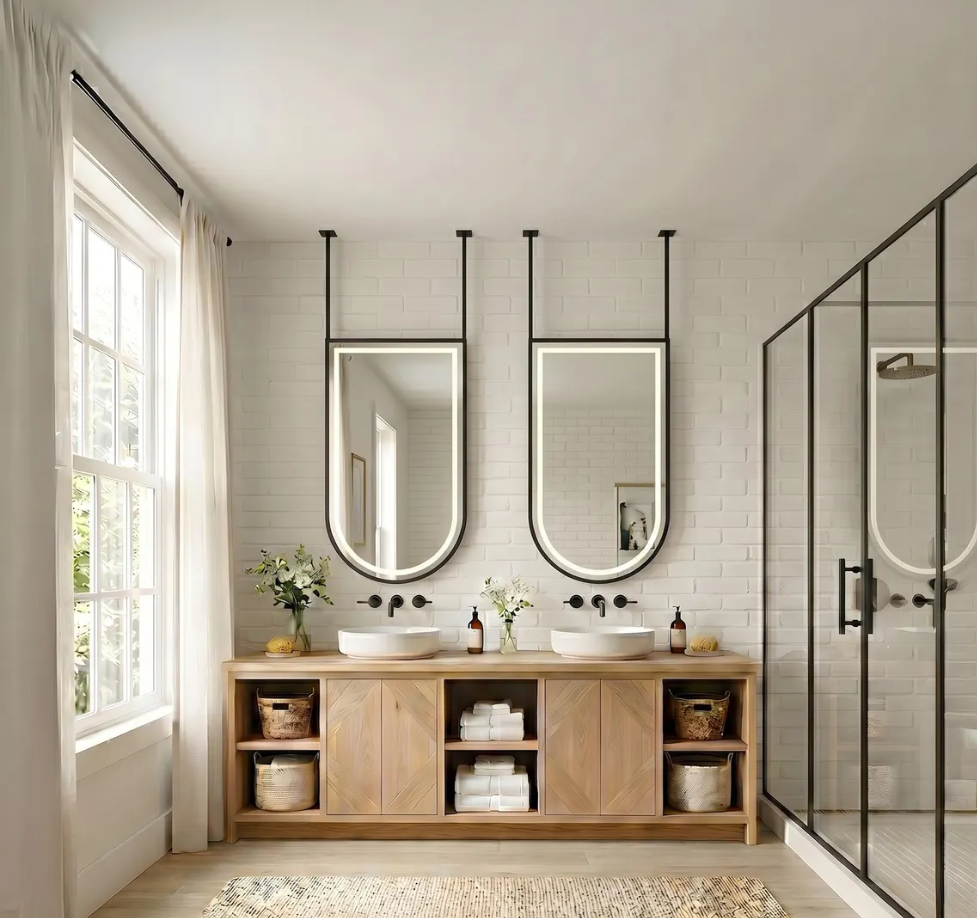 CUSTOM  - U SHAPE -Suspended celing mounted led mirror