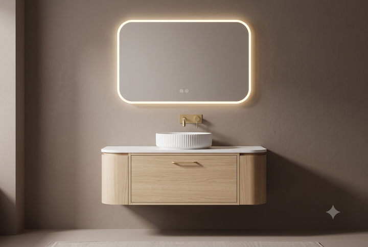 Sidney - Red oak venner wood wall hung bathroom vanity 36"