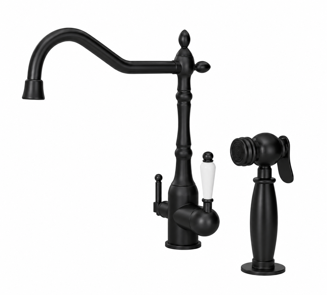 Albert-Victorian 3 Way Water Filter with Hot & Cold Mixer laver and side Hand Spray kitchen faucet