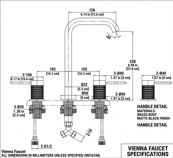 Vienna 2-Brushed rose gold - Brushed Gold 8 " inch widespread bathroom faucet