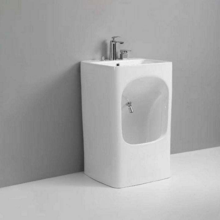 Wudu Square wash basin for Islamic ablution complete set with faucet and drain WU010