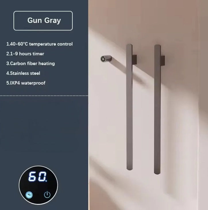 Bathroom Towel Warmer Hidden Wires Electric Heated Towel Rail Temperature Time Control Bath Electric Towel Rack
