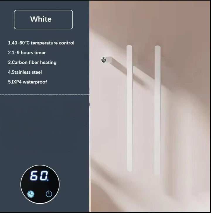 Bathroom Towel Warmer Hidden Wires Electric Heated Towel Rail Temperature Time Control Bath Electric Towel Rack