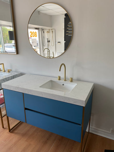 BELLA-Sky blue - freestanding bathroom vanity with brushed gold trim 48"