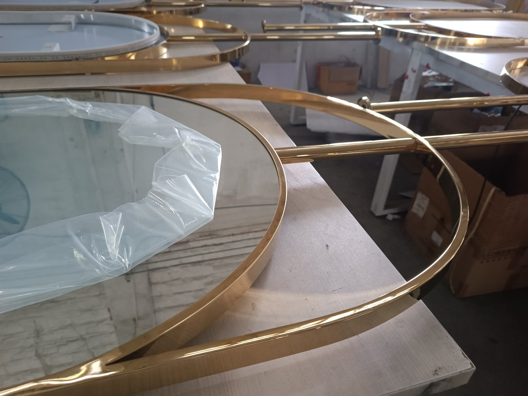 Nordic-Custom- oval shape LED light celing mounted bathroom mirror