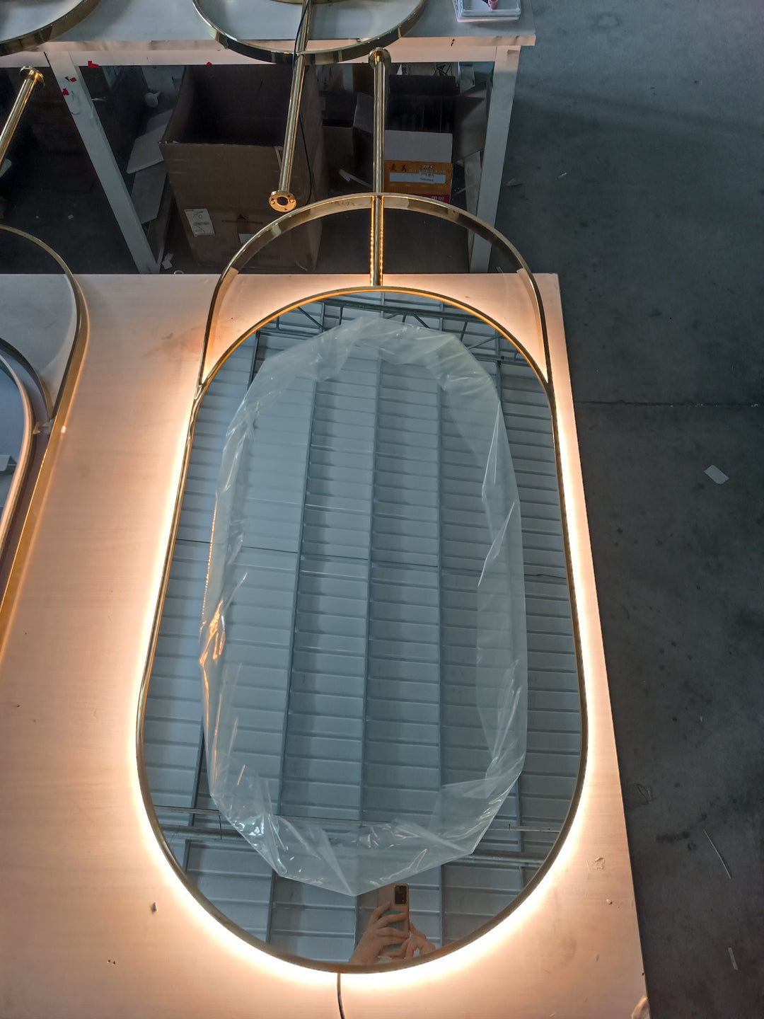 Nordic-Custom- oval shape LED light celing mounted bathroom mirror