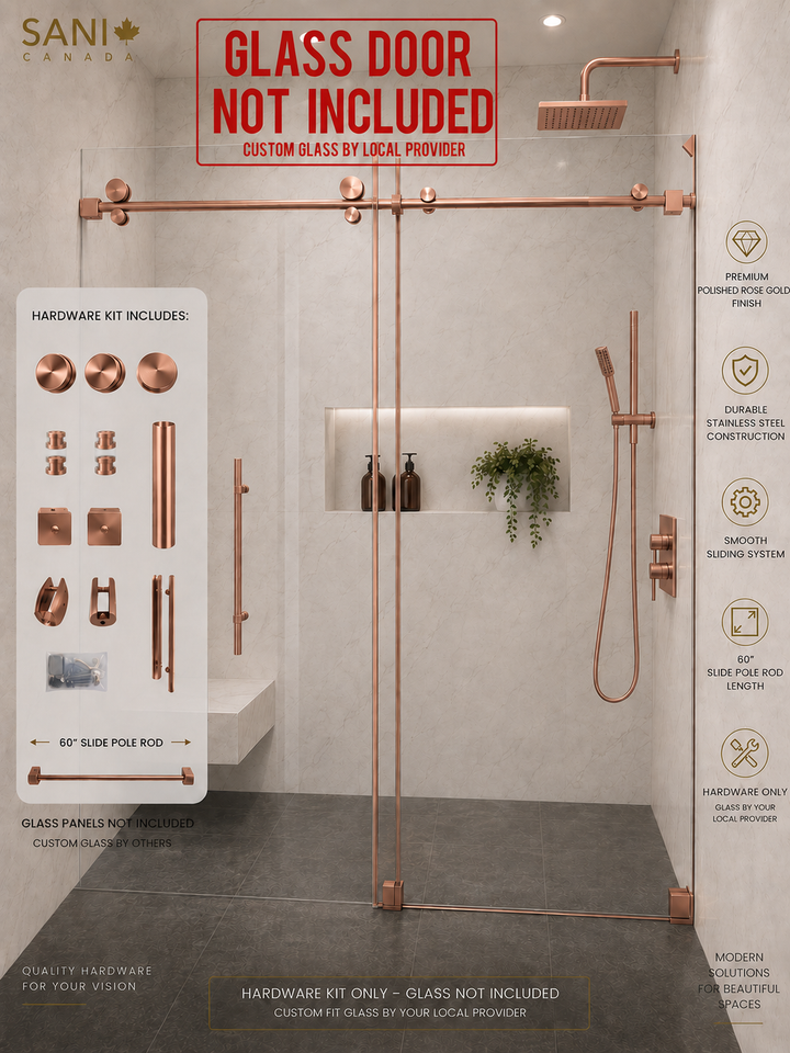 Copper Satin Sliding Frameless Shower Glass Door Hardware Kit SS05