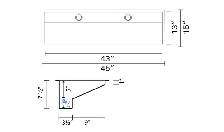 Gemini Commercial  undermount stainless steel bathroom sink FSQ43
