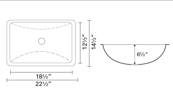 Rectangular Ceramic Undemount Bathroom Sink