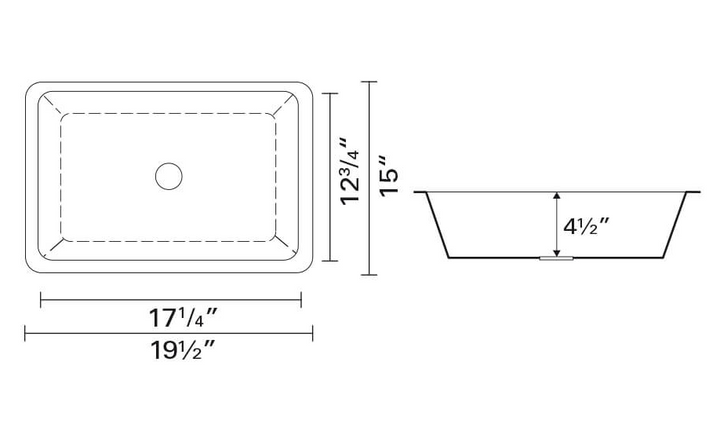 Rectangular Ceramic Undemount Bathroom Sink