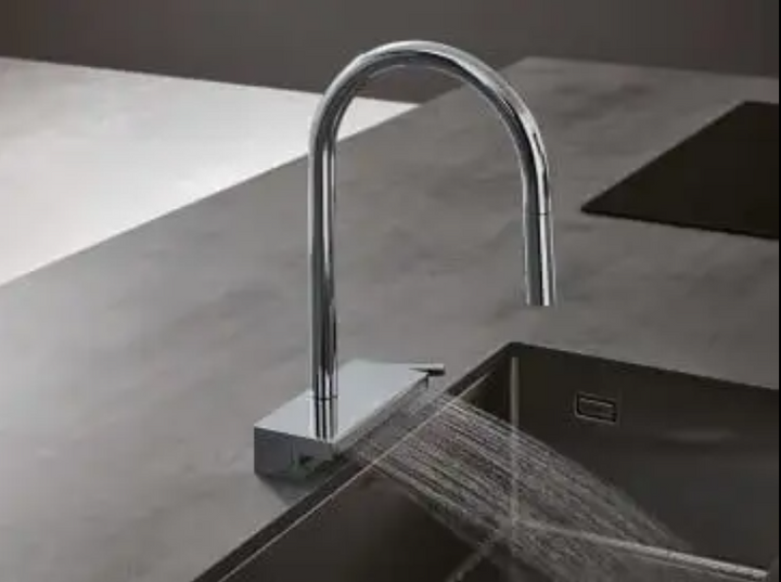 Munich-waterfall kitchen LED display faucet with dual pull out sprayer