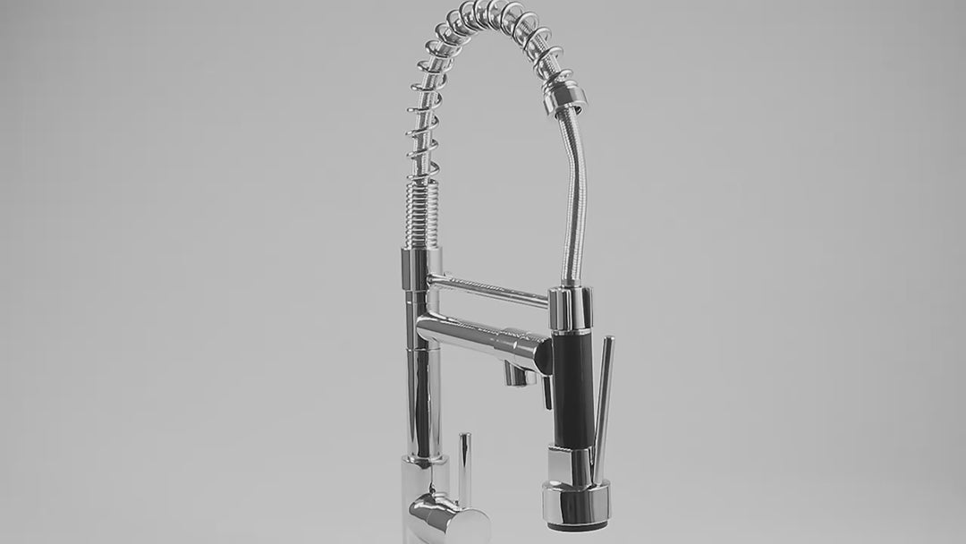 ROSITA-Black with Rose Gold Spring Chef Pot Filler and Pull out dual sprayer kitchen faucet