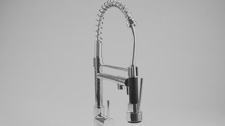 ROSITA-Black with Rose Gold Spring Chef Pot Filler and Pull out dual sprayer kitchen faucet