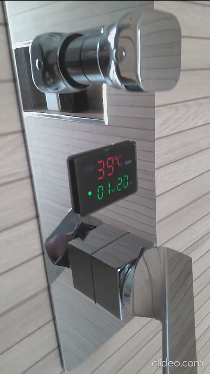 Motorola- Black LED Display Square 12" Rain head 3 Way Function Duverter therostatic Pressure Balance Shower Kit