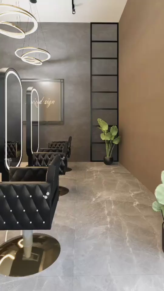 Oval Freestanding Studio hair salon / Gym Brushed Gold LED floor mounted Mirror 24" x 72"