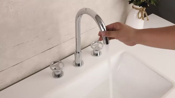 New 2025 design Bergen-Brushed gold Industrial 8" Inch widespread bathroom faucet (Copy)
