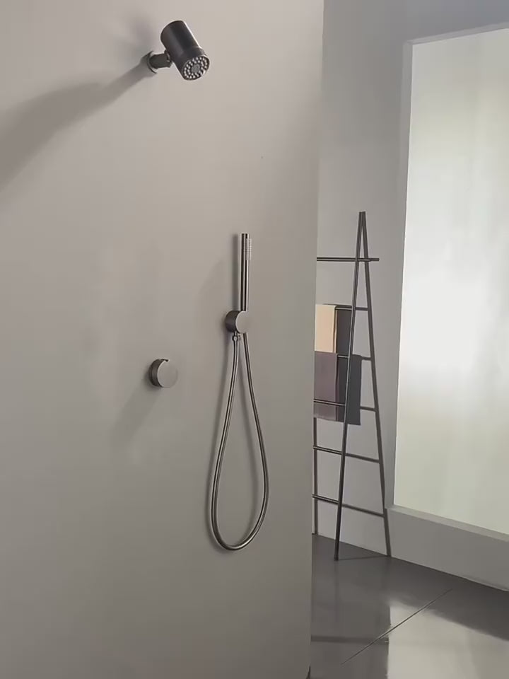 Aston-Camera Wall Mounted Thermostatic Shower Set Gunmetal Grey All Copper Concealed Rain Shower Head