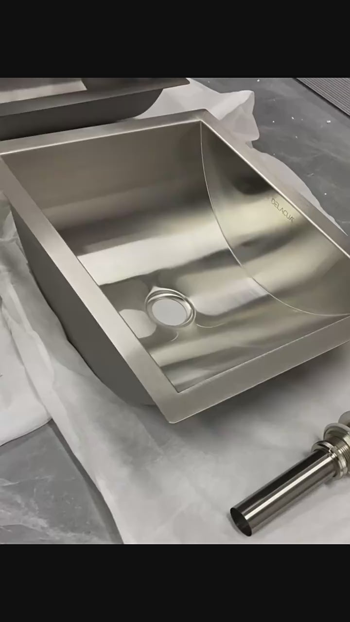 Commercial Brushed Gold Rectangular 16 gauge Stainless Steel Undermount Bathroom sink