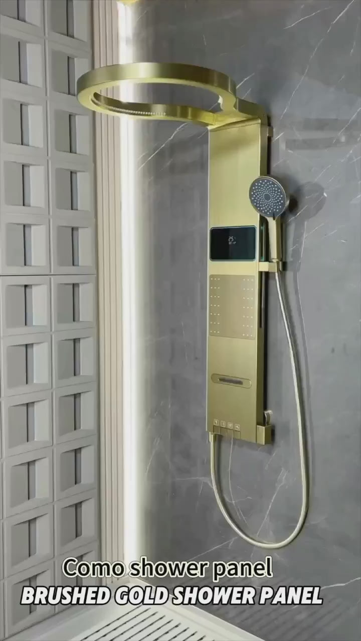 Tik Tok Brushed Gold Exposed Shower Panel System