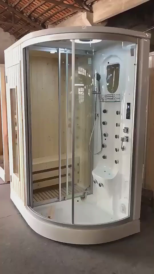 Stock - Ready to shipped -Multi Function Cabin Steam shower and Sauna Room with red canadian cedar wood System 806-Left Side Drain