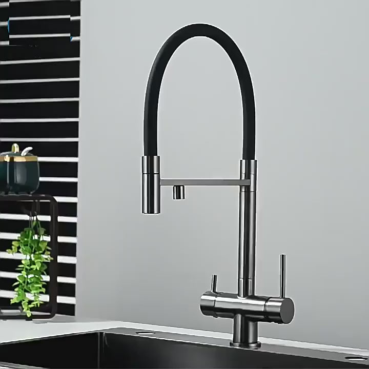Brazilia Grey Gun 3 Way  Deck Mounted Kitchen Mixer Tap 360 Rotate Drinking Sink Tap Water Purification Tap Crane For Kitchen