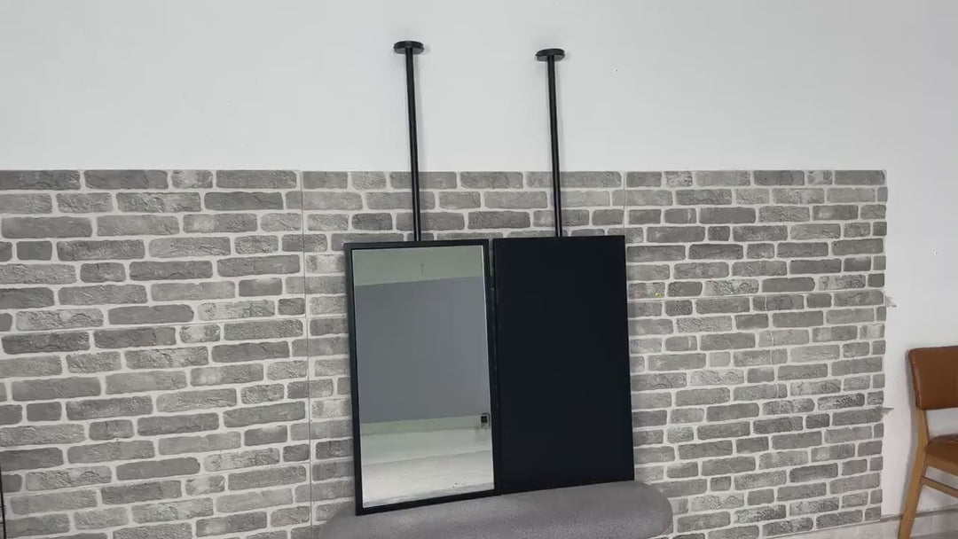 STOCK-Quatro Black Celing Suspended No LED -1 Side Mirror size 28"x44"