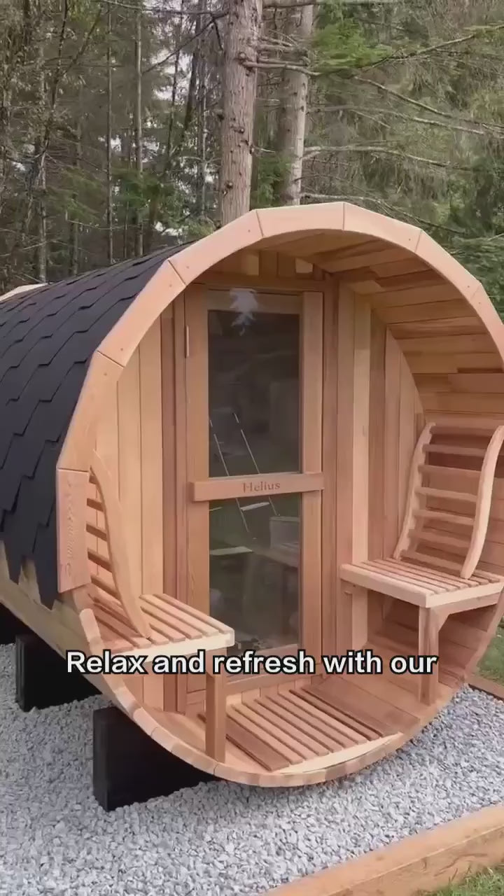 Canadian Cedar Barrel Steam Sauna, 4-6 Person Outdoor 70"x70"x98"