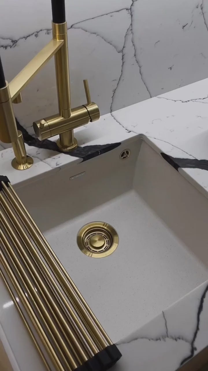 Brazilia 2.0 -Brushed Gold 3 Way  Deck Mounted Kitchen Mixer Tap 360 Rotate Drinking Sink Tap Water Purification Tap Crane For Kitche